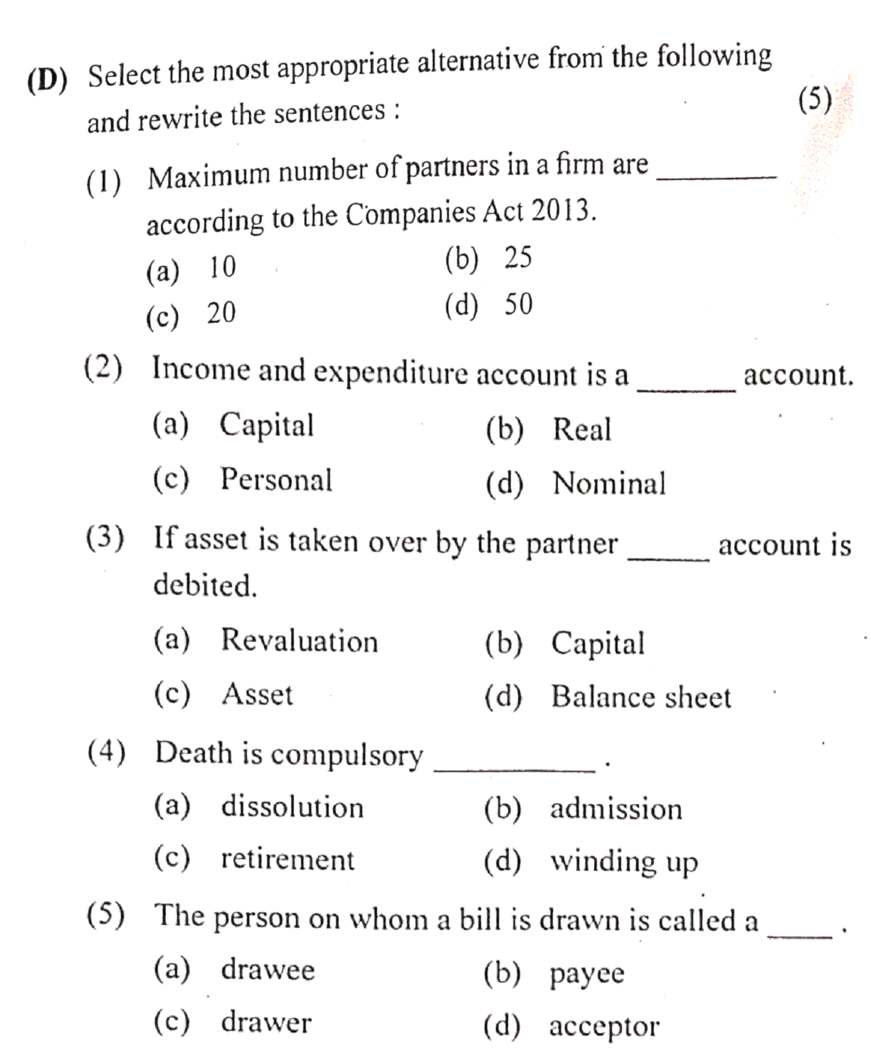 hsc accounts board paper with solution