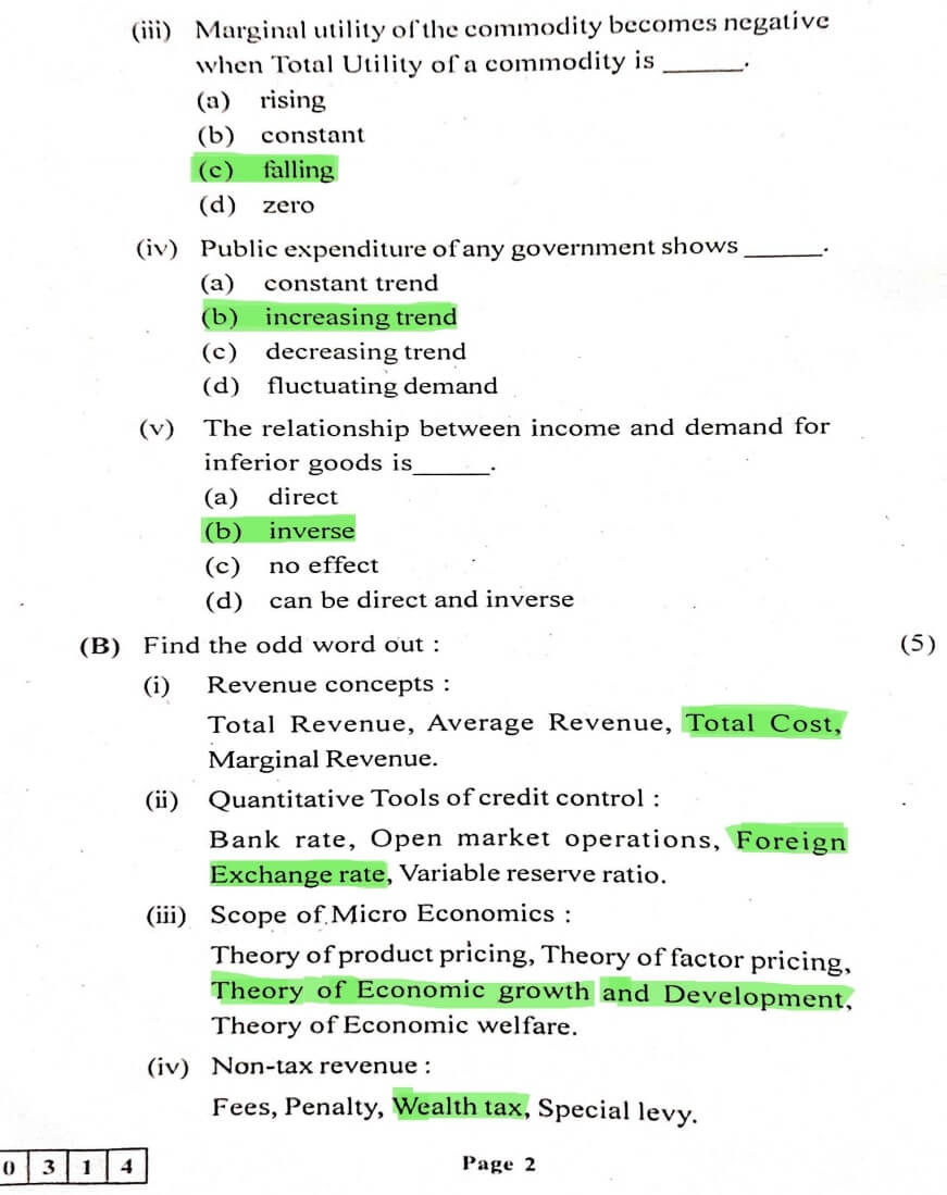 hsc economics board question paper 2023 with answers pdf