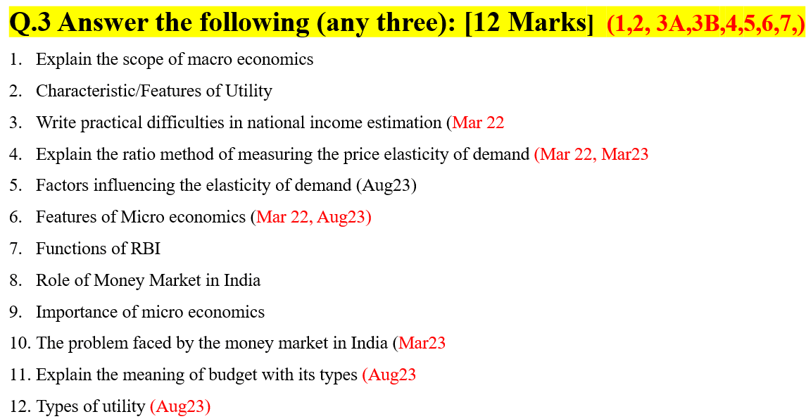 12th economics important questions 2024