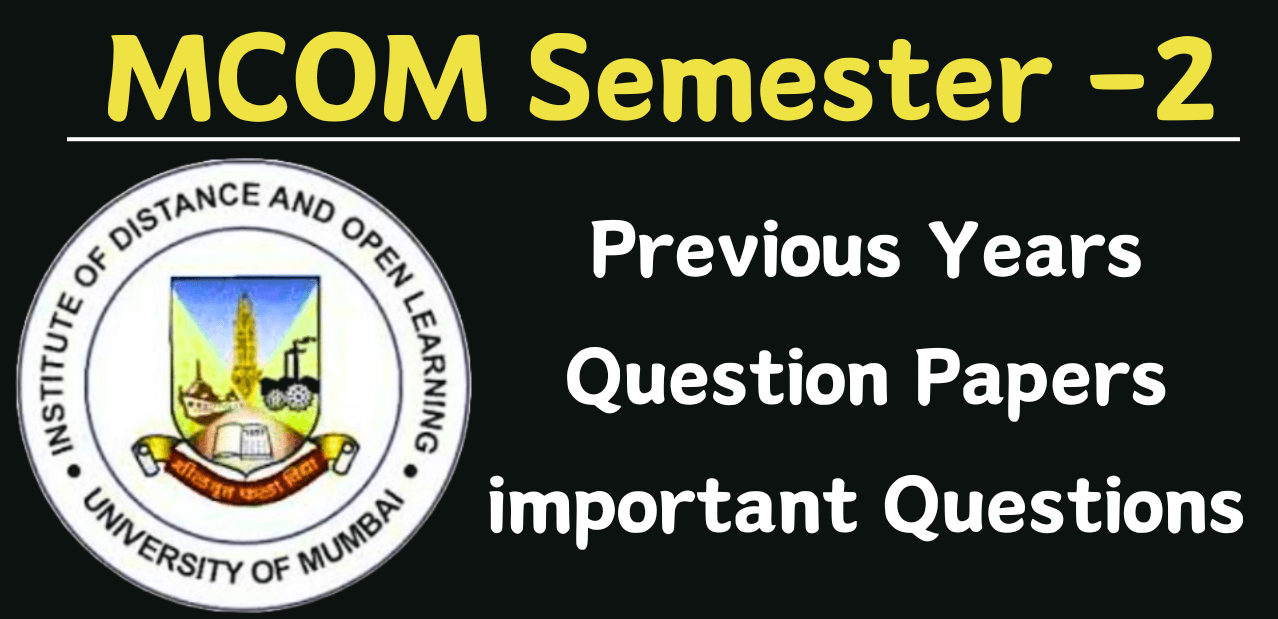 MCOM Semester 2 Question Paper IDOL Mumbai University 2024